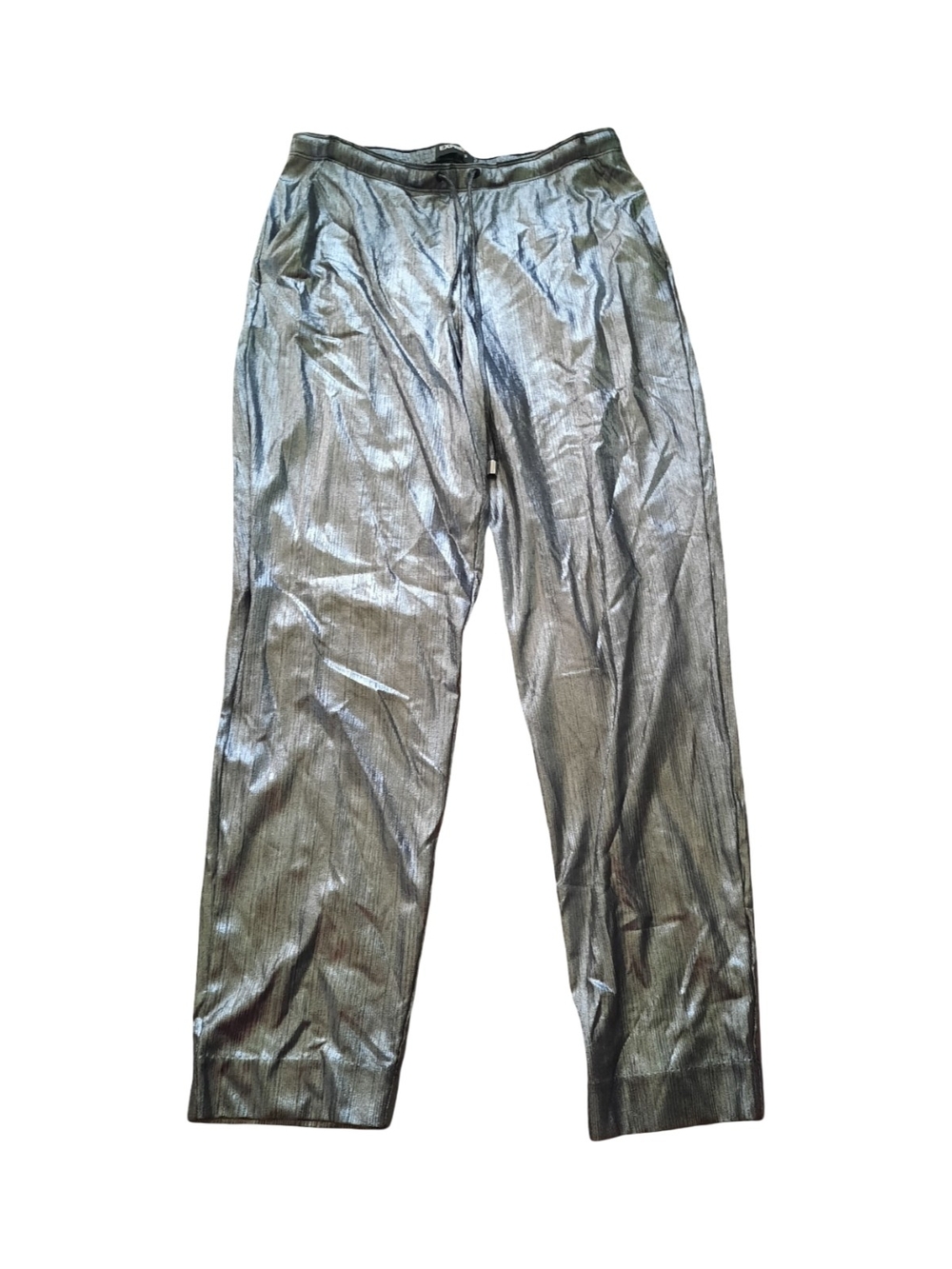 Express Metallic Silver Jogger Pants with Drawstring